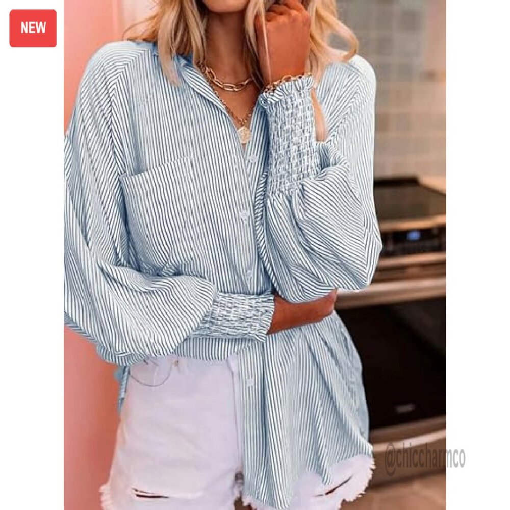 Oversized Wrinkle-Resistant Button-Down Shirt Wit… - image 4